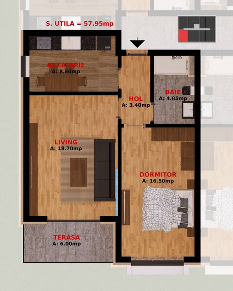 Dobroesti, Fundeni, apartament 2 camere.